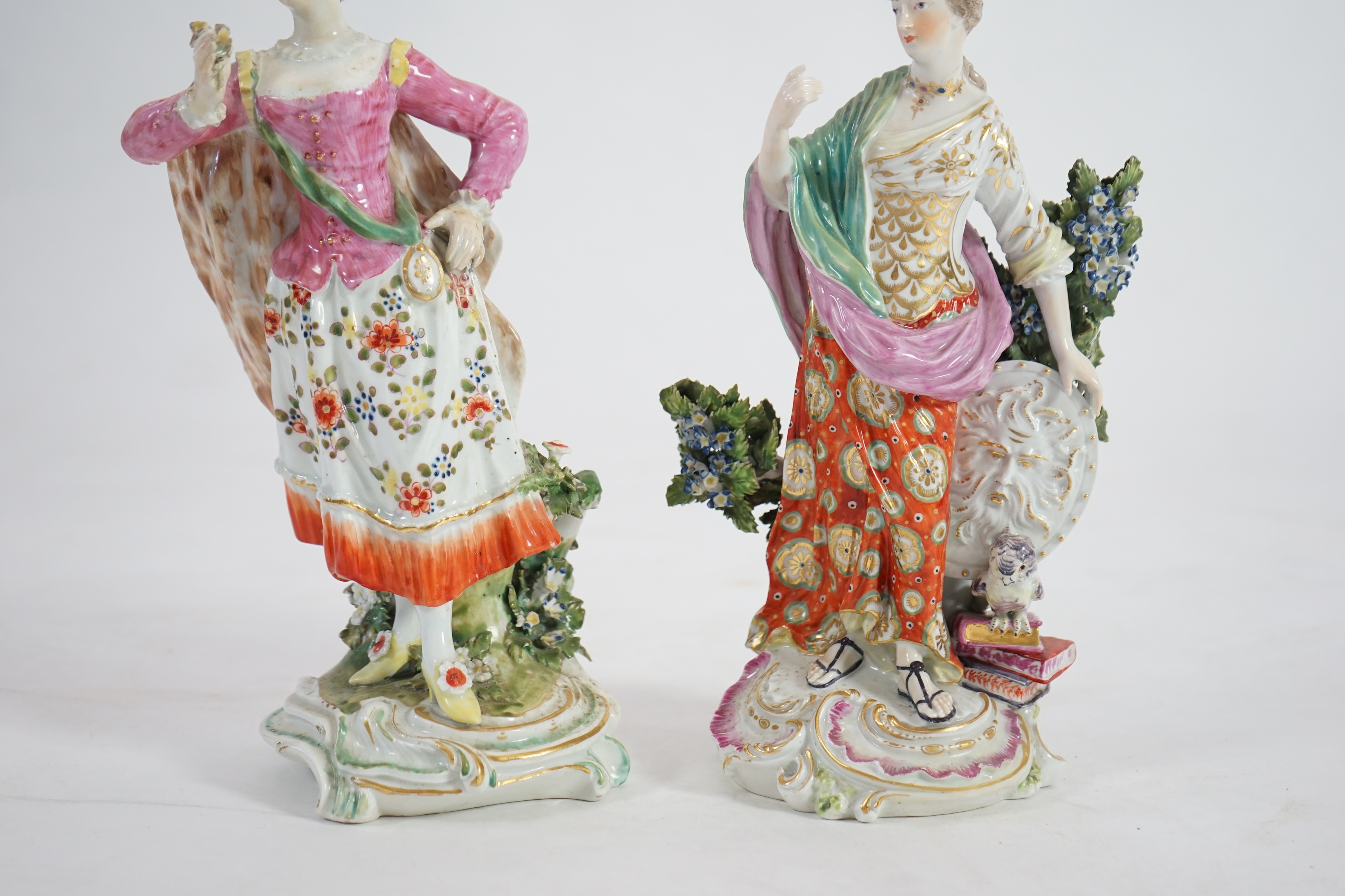 Two large Derby figures; Minerva and Lady with posy of flowers, c.1765-75